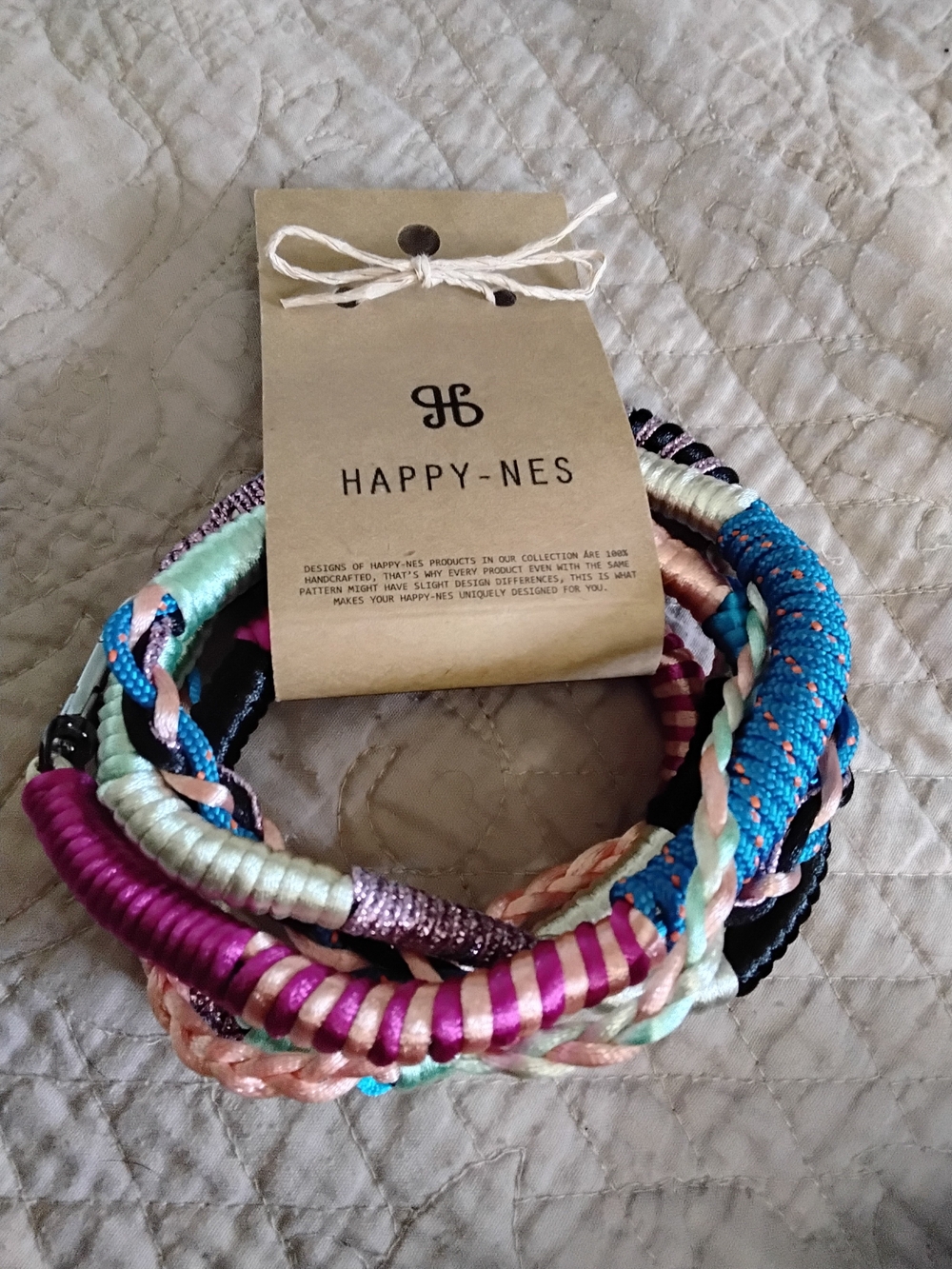 HAPPY-NES Braided Multicolor Cell Phone Cord. Lobster-type Closure.